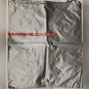 Prada Nylon Gray Dust Bag with Red Logo NWOT